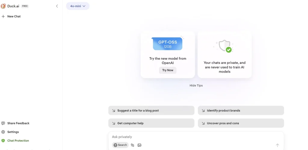 DuckDuckGo AI Chat+Search