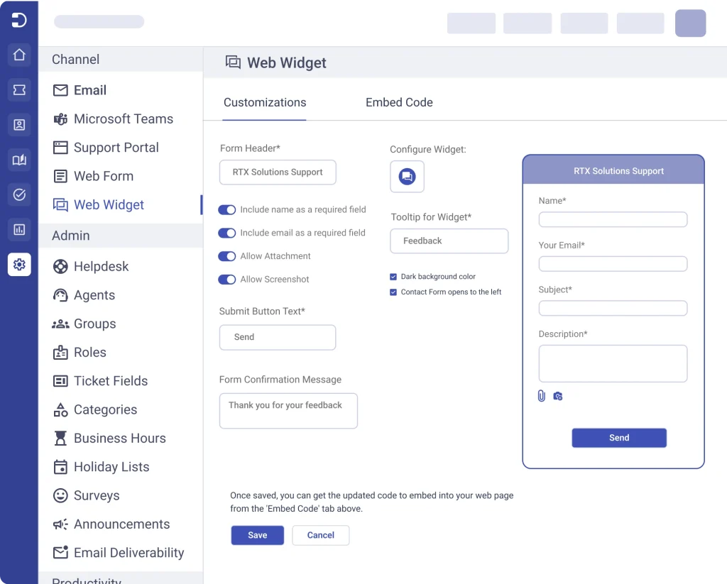 Screen of Desk365 Helpdesk Software