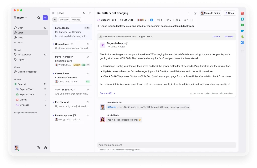 Screen of Front Helpdesk Software