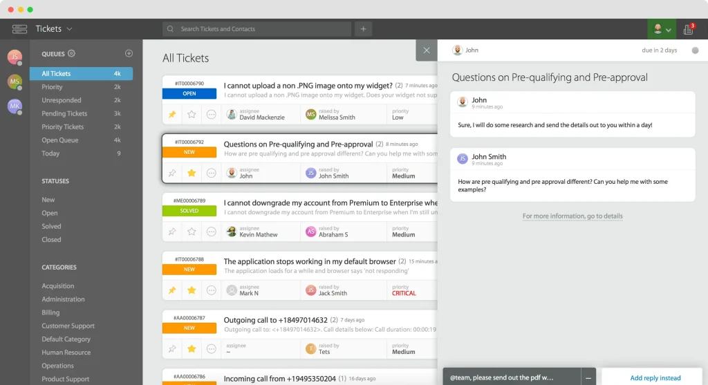 Screen of HappyFox Helpdesk Software