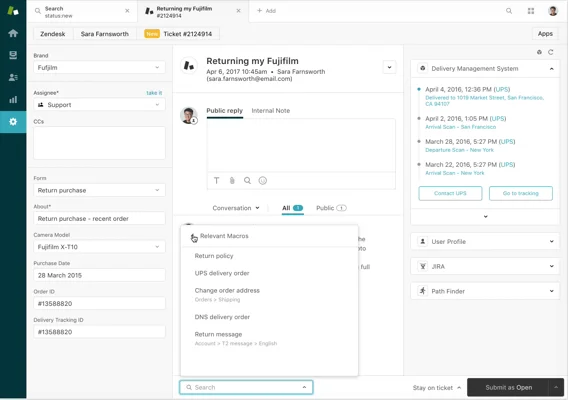 Screen of Zendesk Helpdesk Software