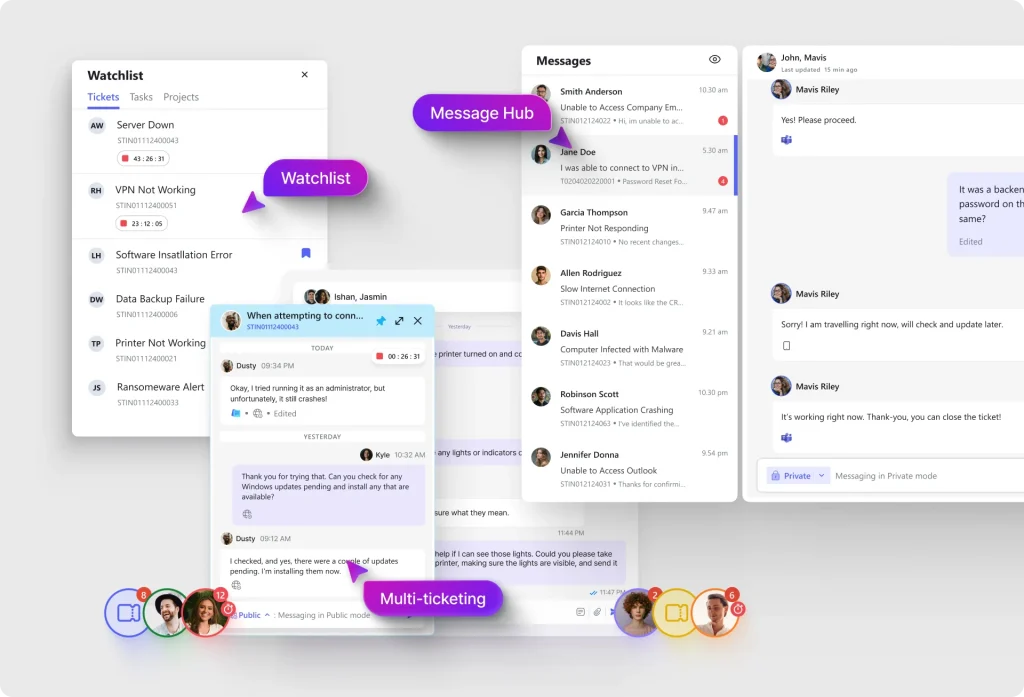MSP service desk experience with Watchlist, Message Hub, and Multi-Ticketing